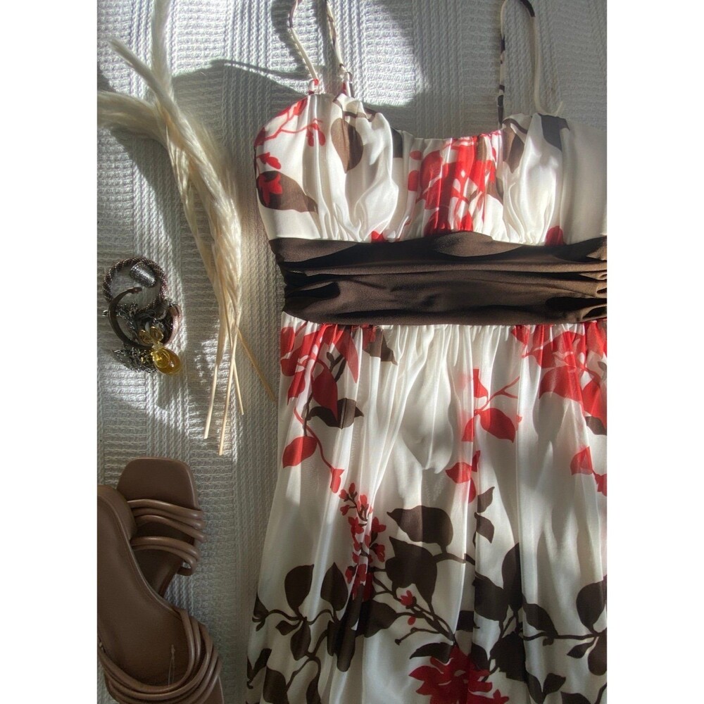 Speechless Women's white cream floral red and brown multi Dress NWOT from ROSS